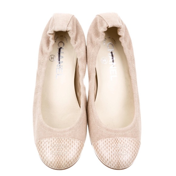 Chanel Snakeskin Cap-Toe Flats - Picture 2 of 5